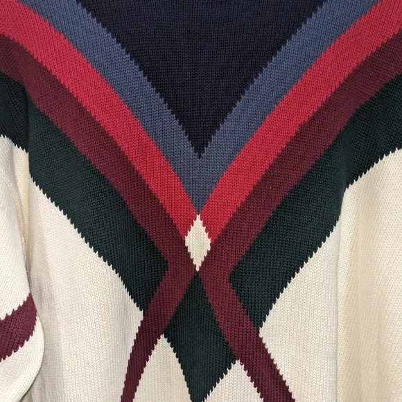 Vintage Bachrach 100% Cotton Geometric Print Knit Sweater Sz Large - Picture 5 of 10